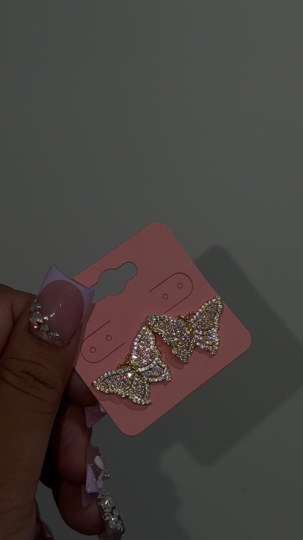 Big Pink Diamond Butterfly Earrings