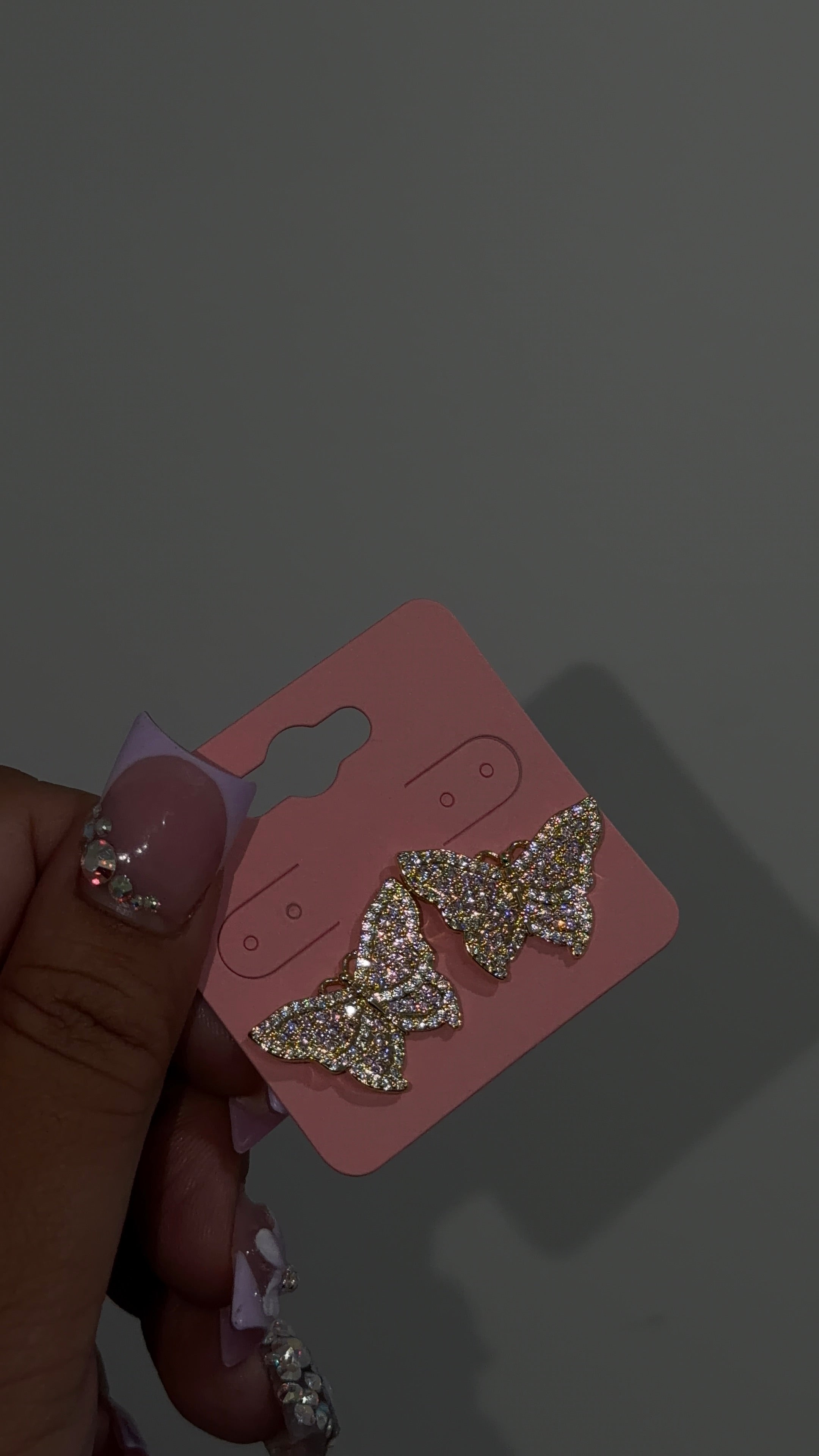 Big Pink Diamond Butterfly Earrings