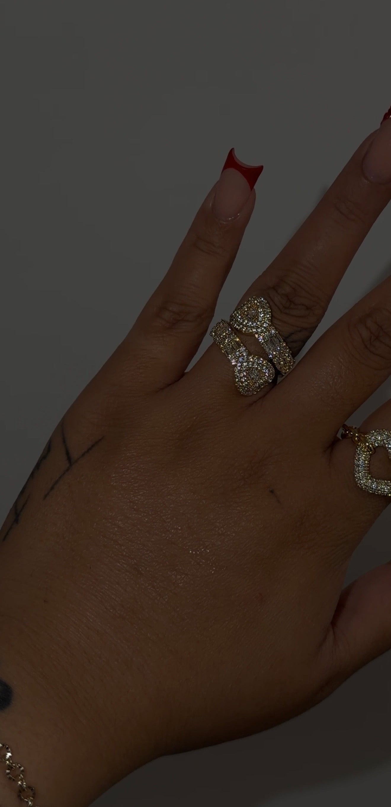 Double Heart Baguette Ring