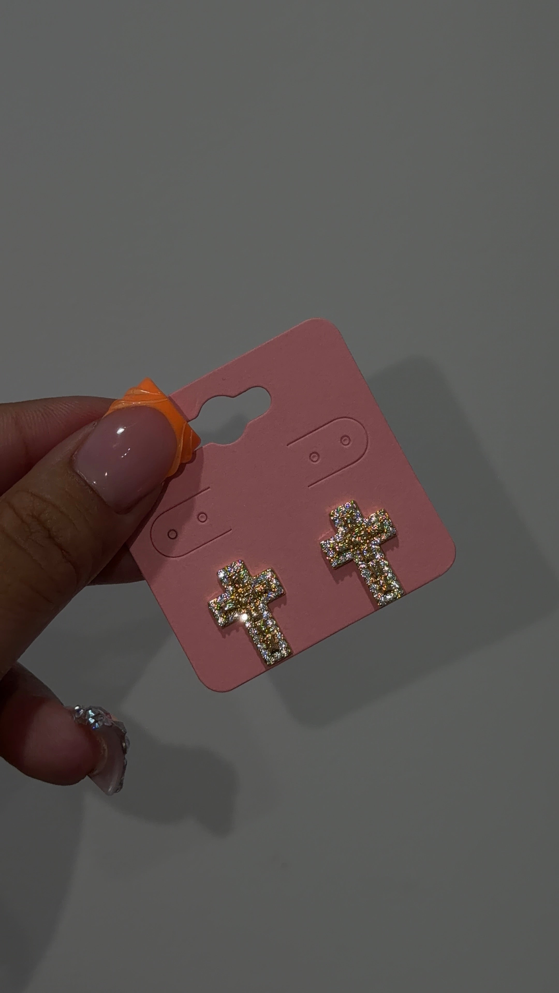 Bling Nugget Cross Earrings