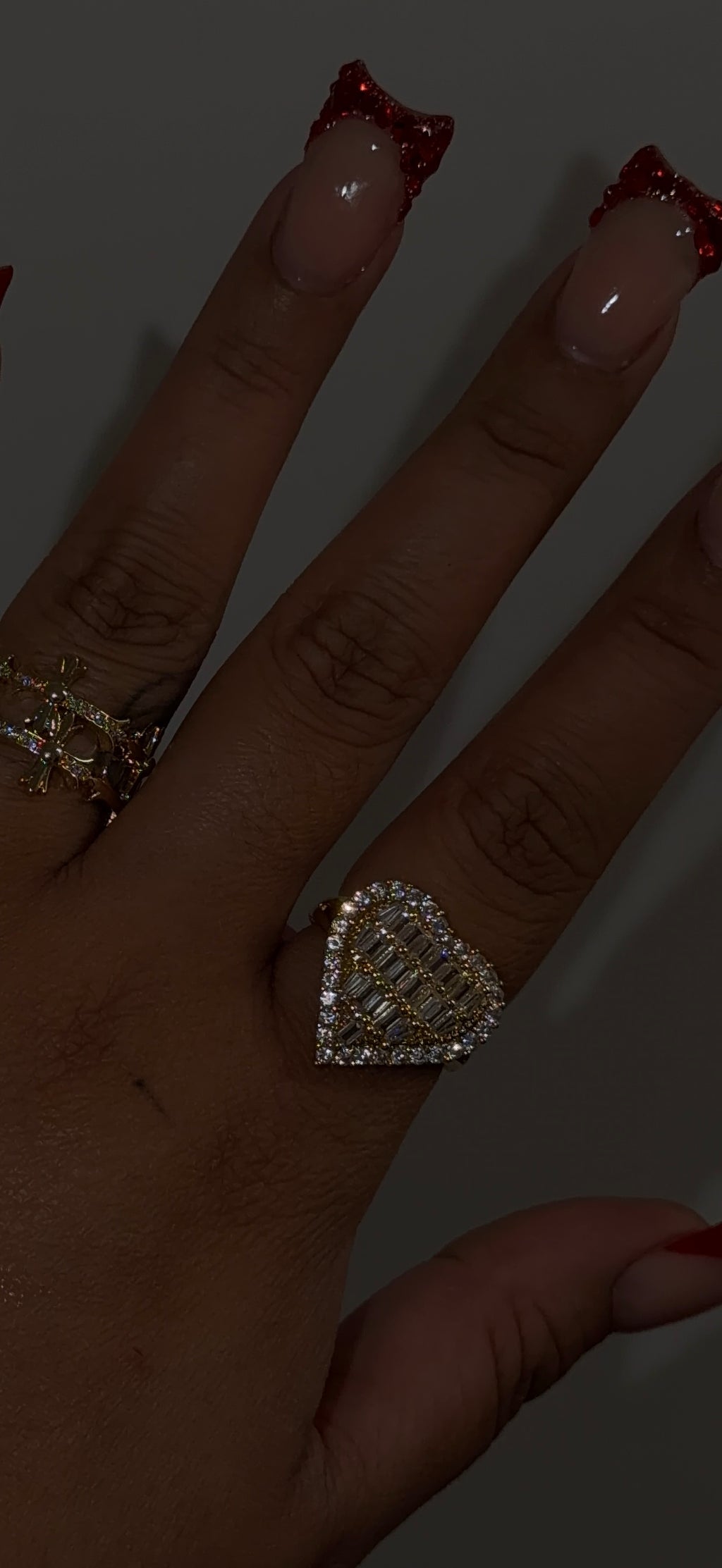 Big Heart Baguette Ring