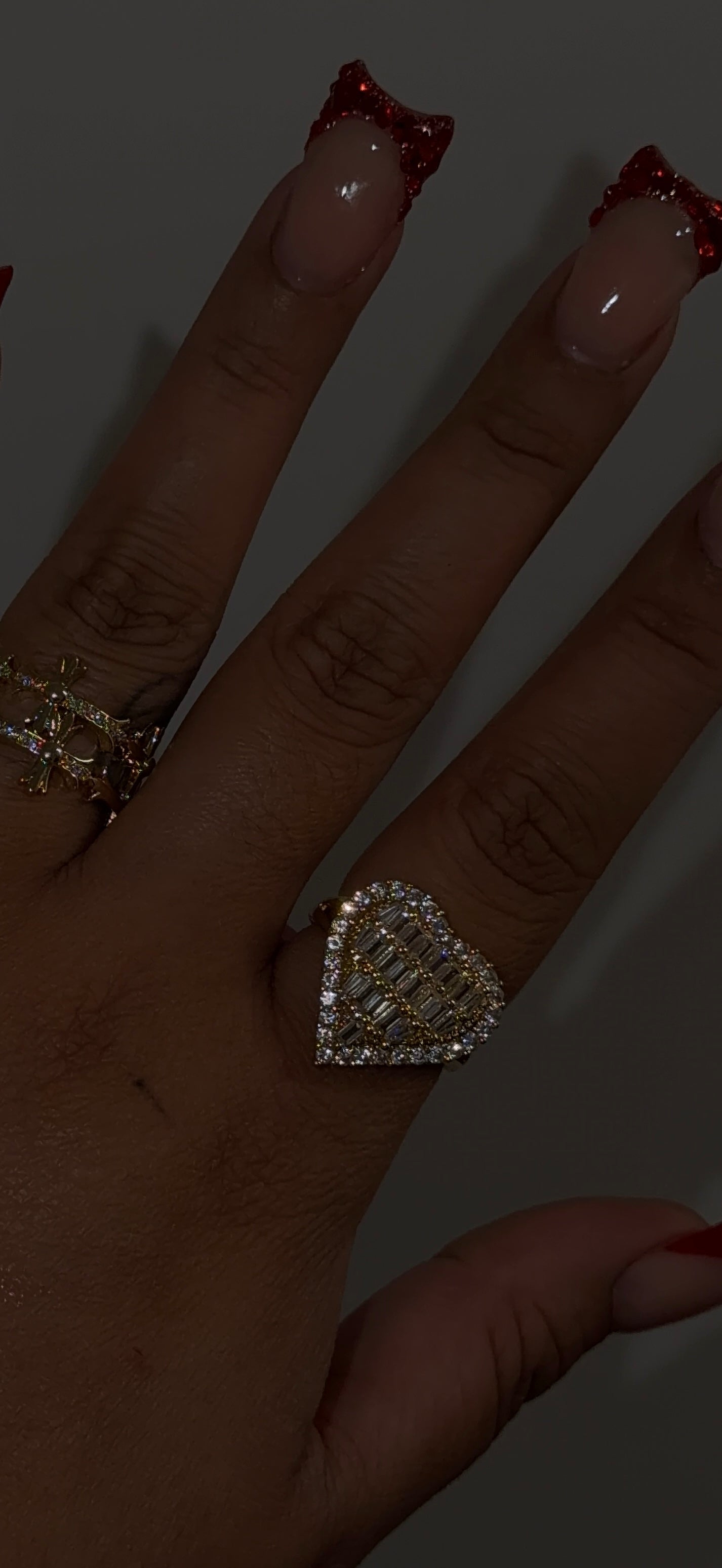 Big Heart Baguette Ring