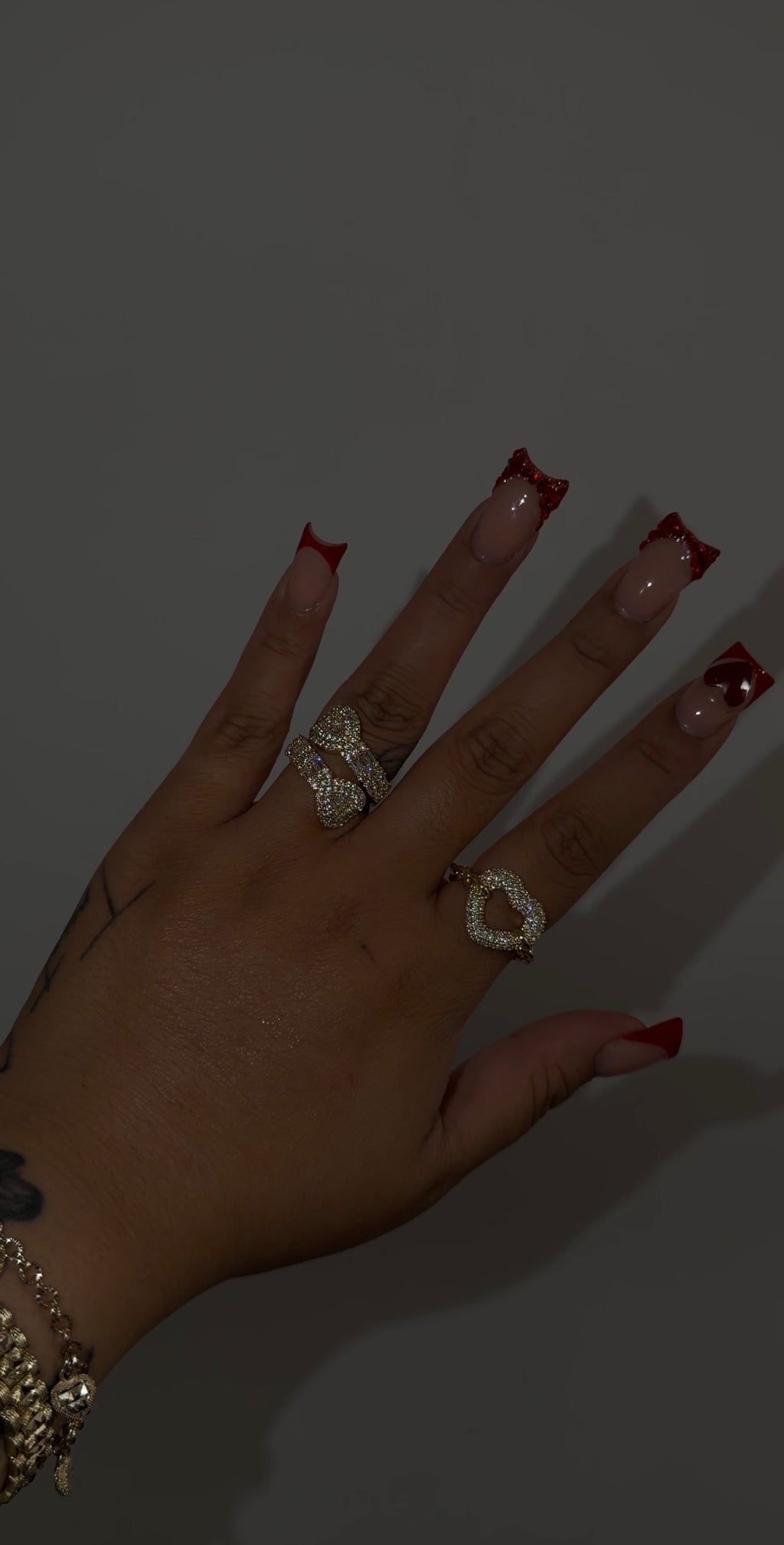 Double Heart Baguette Ring