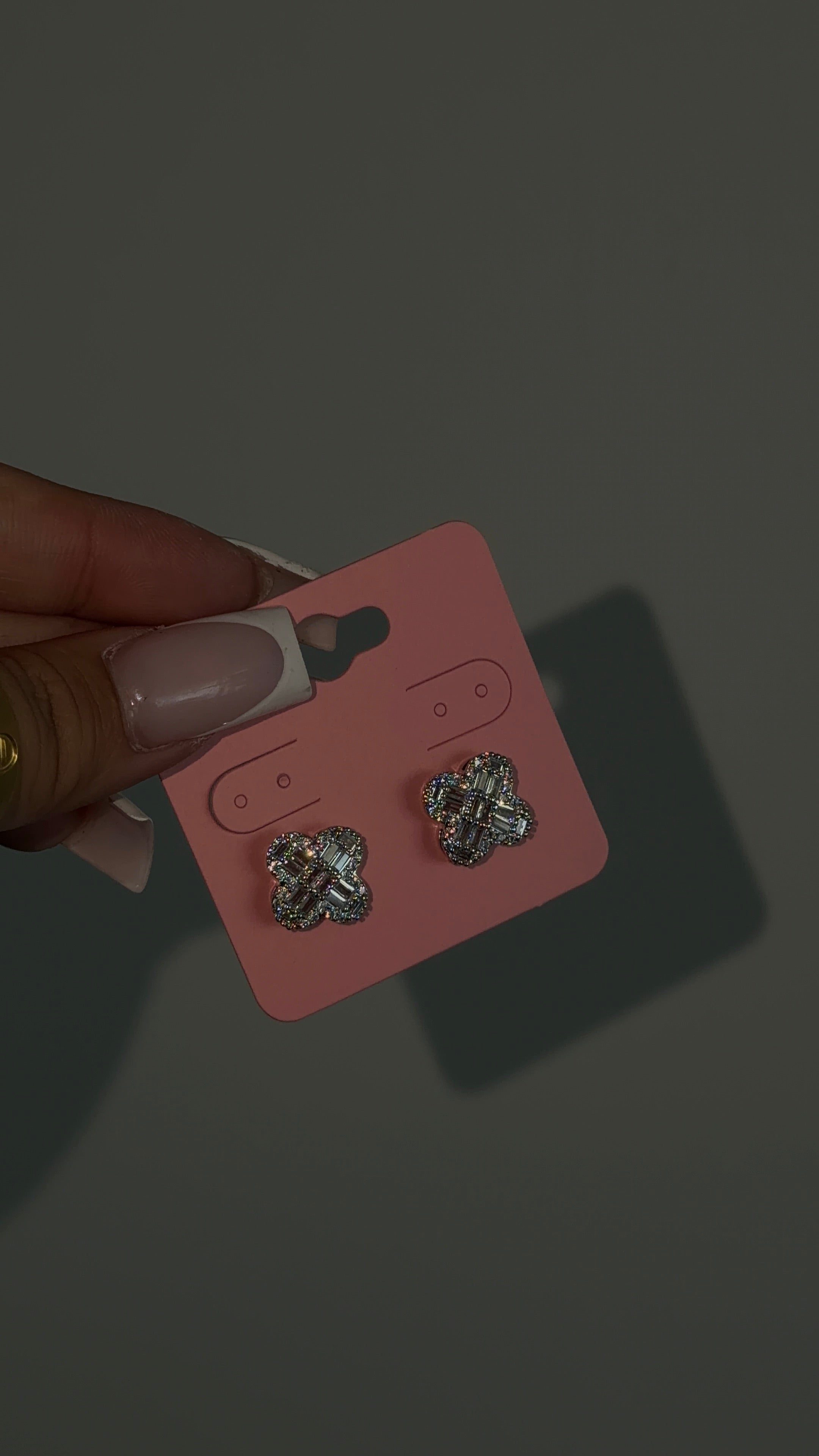 Silver Baguette Vcleef Earings