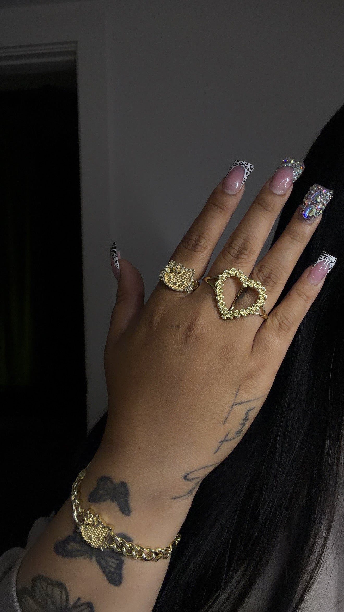 Big Rolex Heart 2 Finger Ring